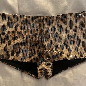 Sequin Leopard Print Micro Shorts